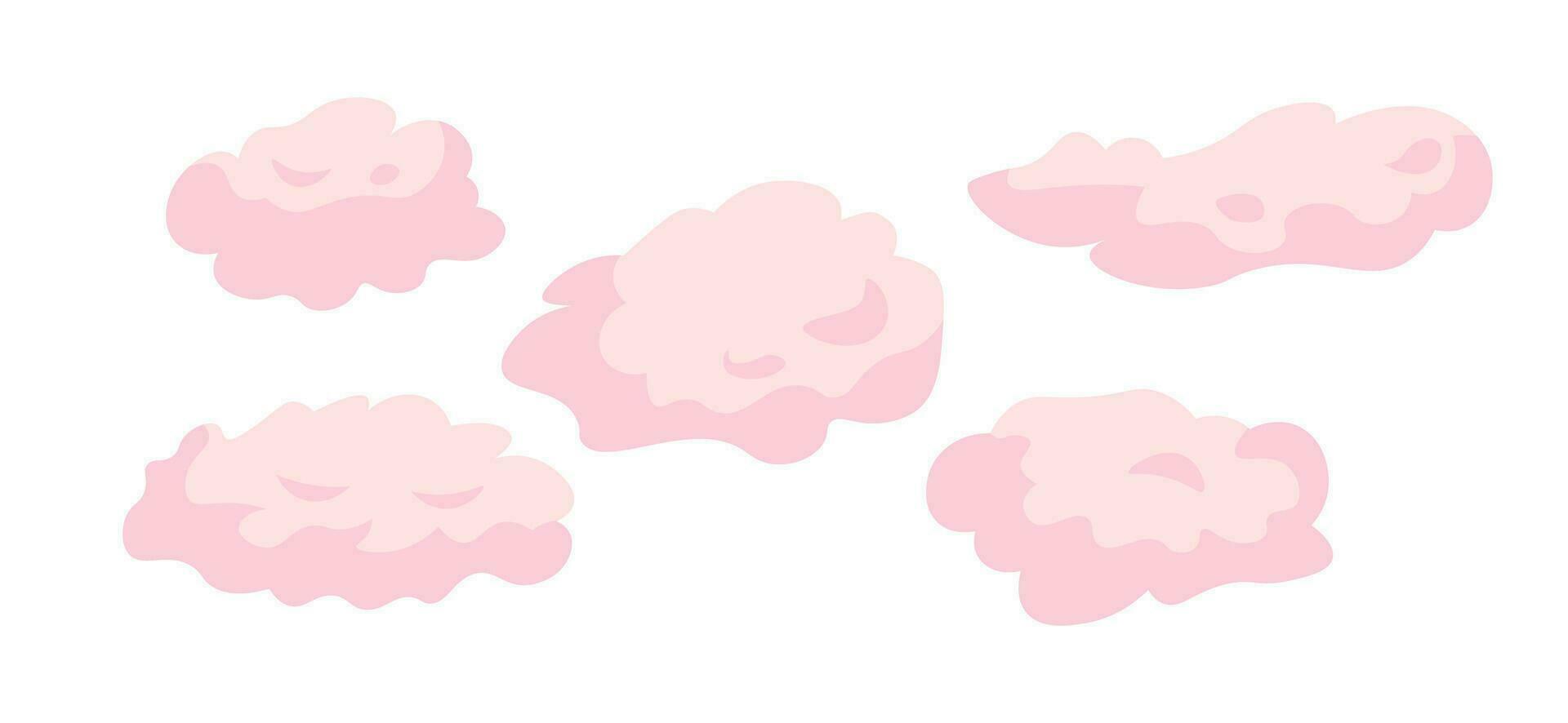 coton bonbons comme duveteux des nuages 2d dessin animé objet. bouffi cloudscape isolé vecteur article blanc Contexte. joie prendre plaisir. la magie atmosphère. rêver rêveur temps prévoir Couleur plat place illustration