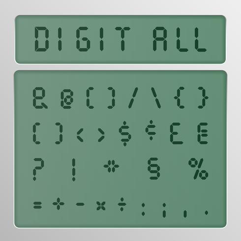 Jeu de caractères numériques à partir d&#39;une police de caractères sur un écran, illustration vectorielle vecteur