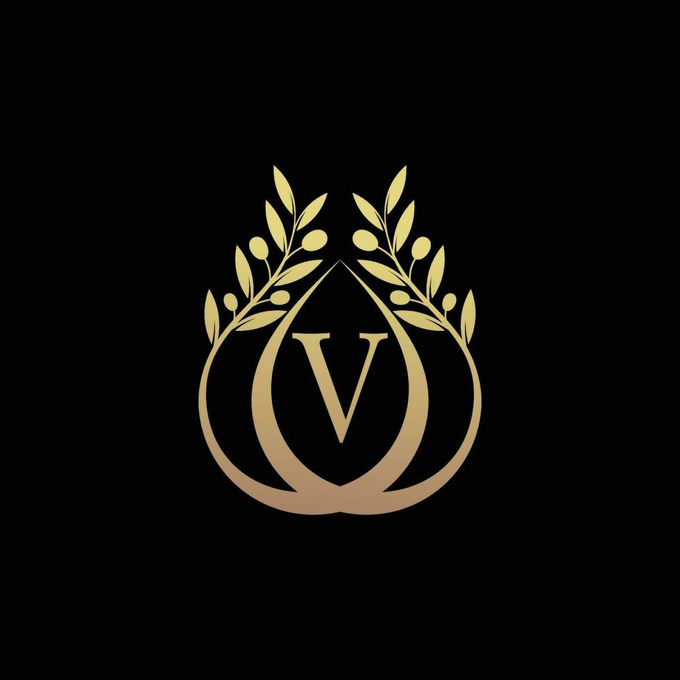 olive pétrole logo conception combiné avec initiale lettre v et Créatif concept vecteur