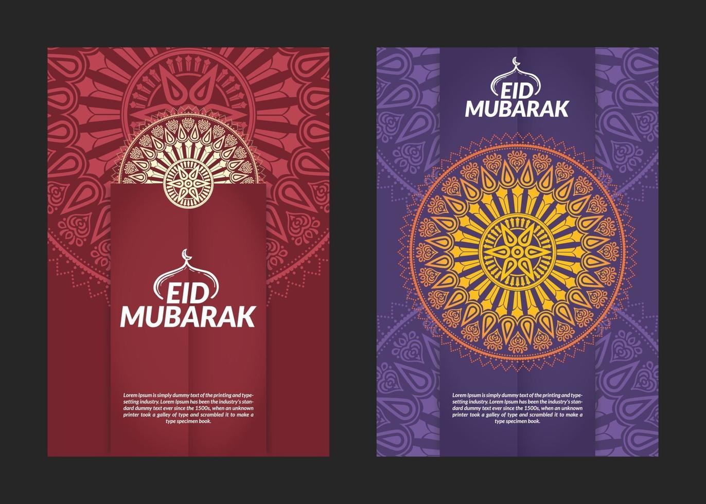 conception de flyers de modèle de mandala eid mubarak vecteur
