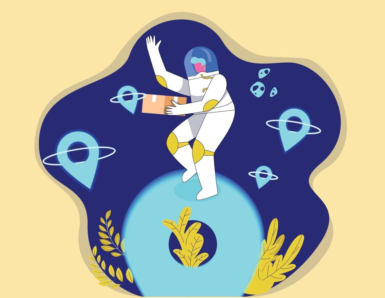 Concept de vecteur d'illustration de livreur d'astronautes