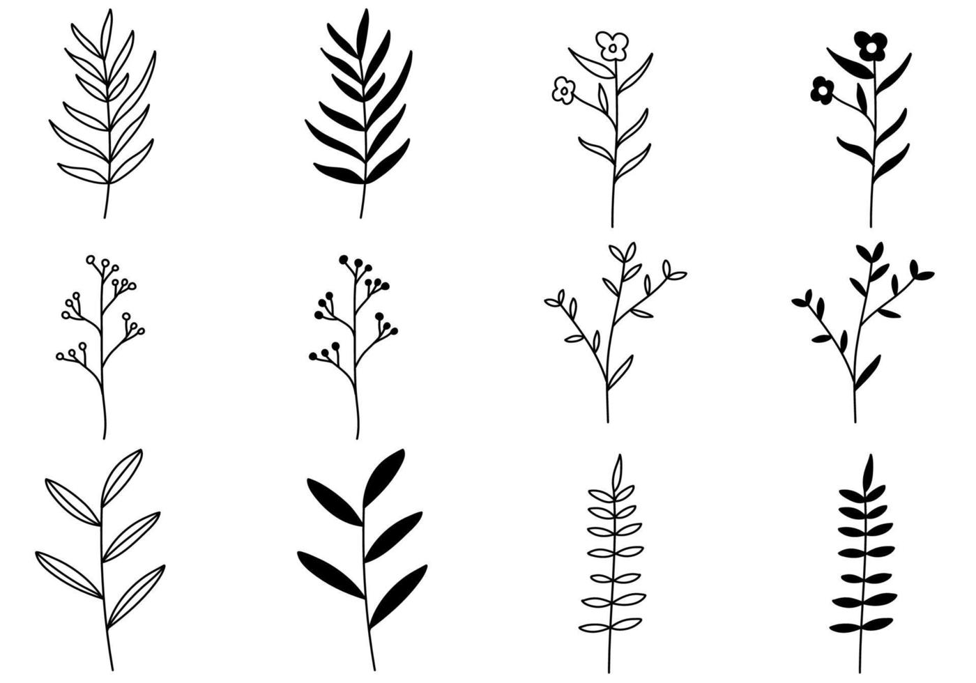 ensemble de plantes de griffonnage vecteur