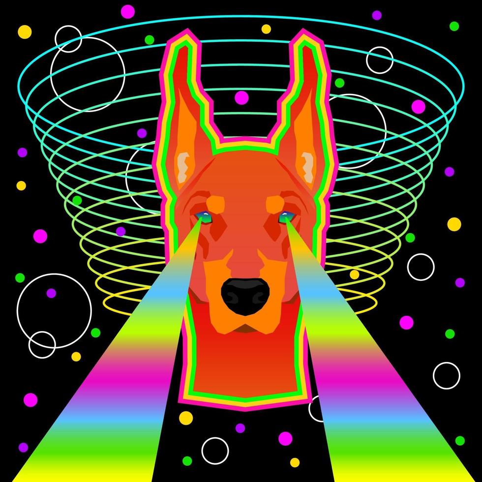 pop art de chien pour une soirée en boîte de nuit, affiche de spectacle, impression de t-shirt vecteur