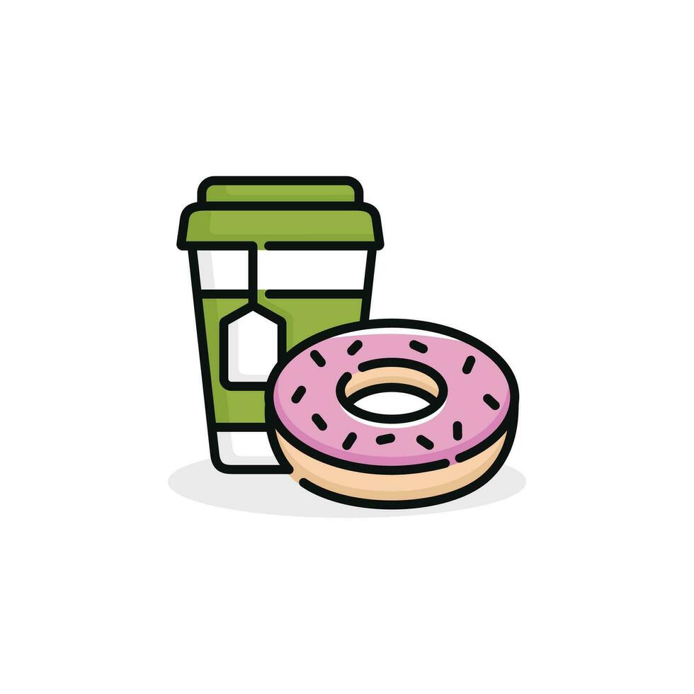 Donut et boisson vecteur illustration. vite nourriture icône isolé sur blanc Contexte