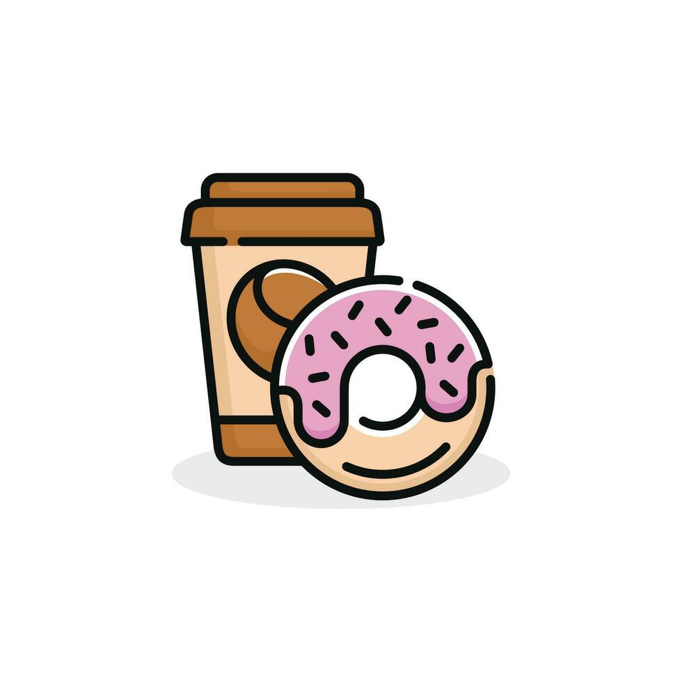 Donut et boisson vecteur illustration. vite nourriture icône isolé sur blanc Contexte