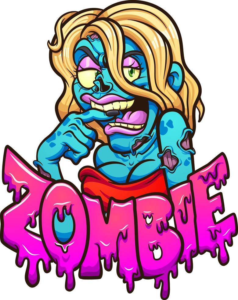 zombie de dessin animé féminin vecteur