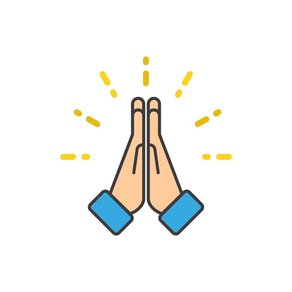 icône de prière. mains, vecteur, illustration, dans, plat, conception vecteur