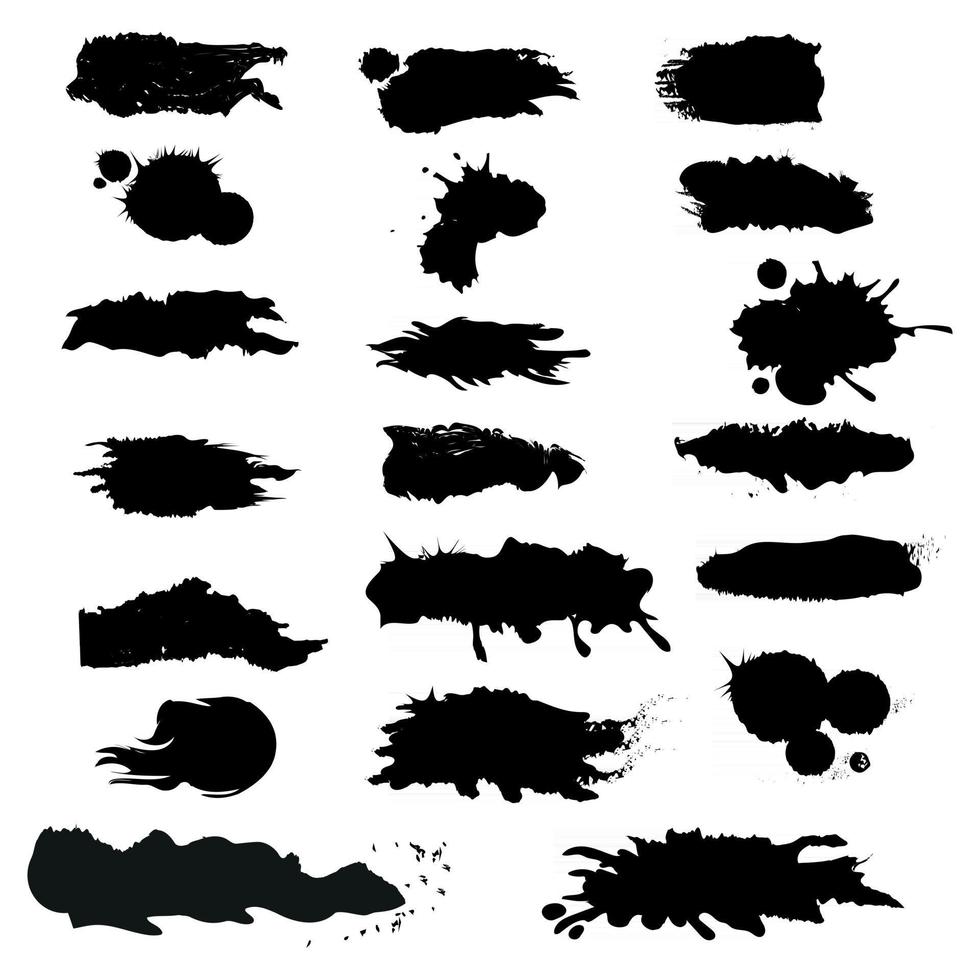 différents traits de peinture noire sur fond blanc - vector