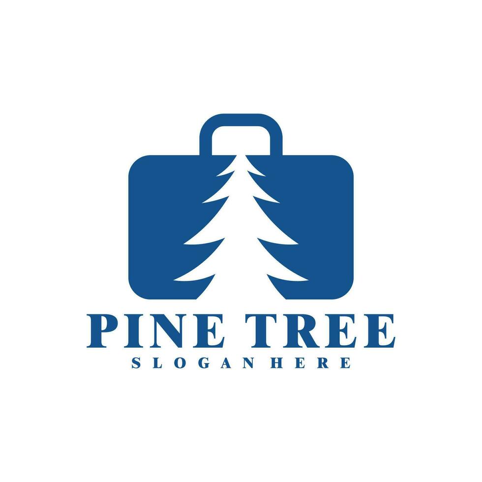 pin arbre avec valise logo conception vecteur. Créatif pin Voyage logo concepts modèle vecteur
