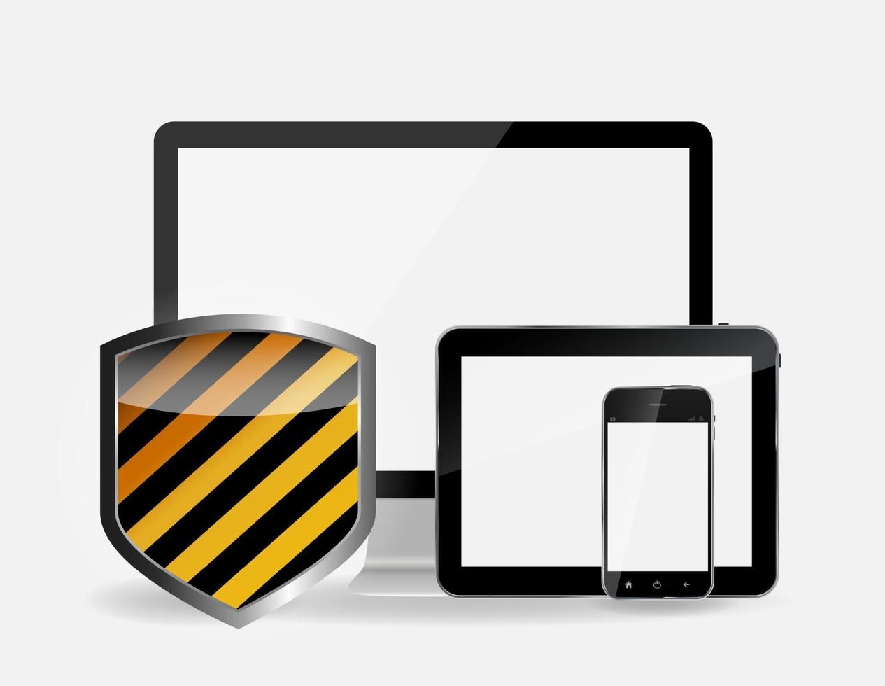 icône de sécurité Internet et ensemble de téléphones portables et de tablettes vecteur
