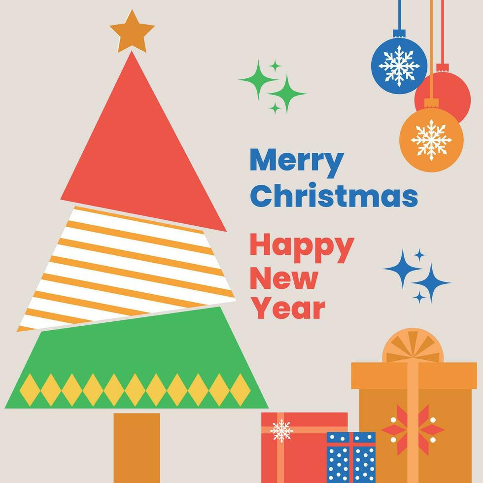 joyeux Noël et content Nouveau année salutation carte, affiche, couverture. vecteur