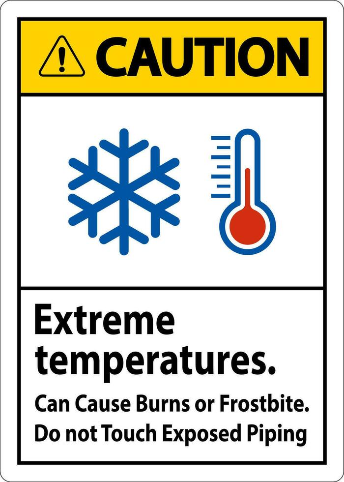 mise en garde signe extrême températures, pouvez cause des brûlures ou gelure, faire ne pas toucher exposé tuyauterie vecteur