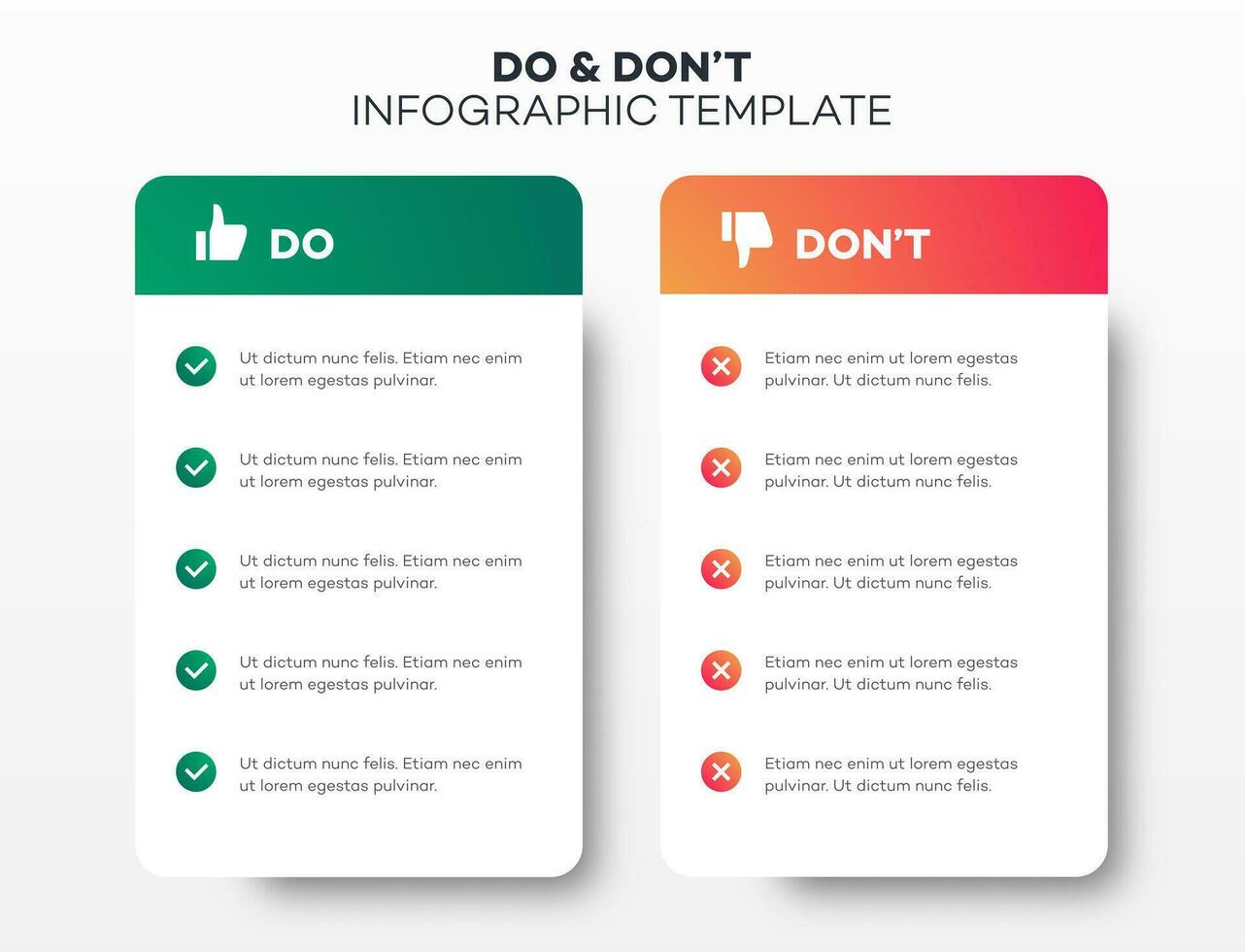 faire et ne pas infographie modèle vecteur