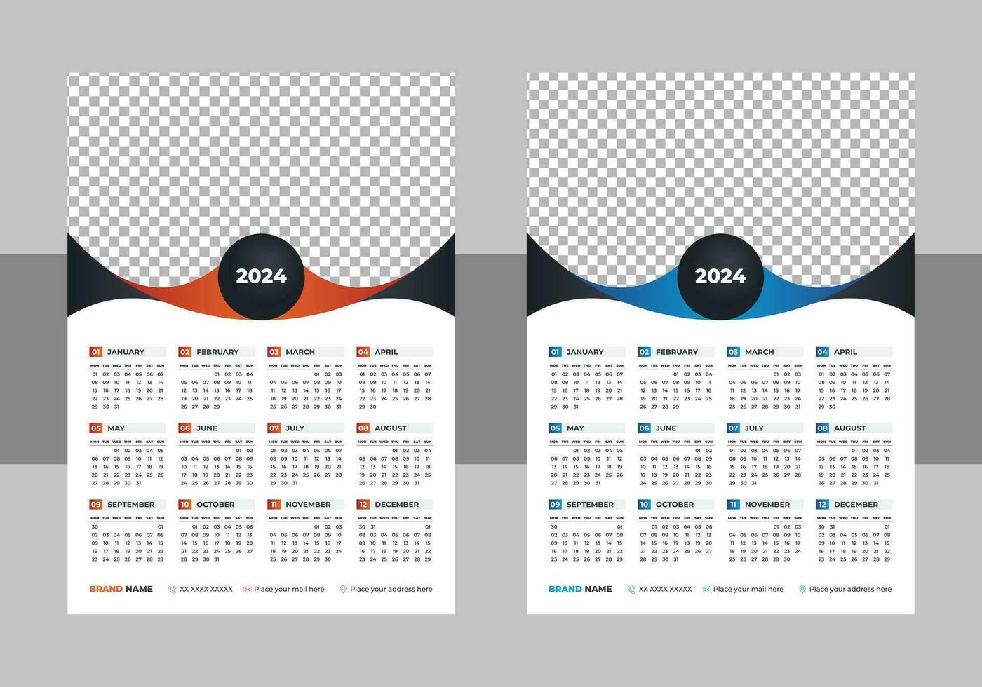 calendrier 2024 avec Facile et moderne conception, 2024 calendrier modèle disposition vecteur