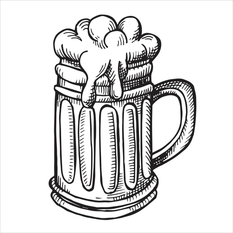 vecteur dessin de une Bière agresser dans esquisser style. ancien illustration sur le thème de octobre fest
