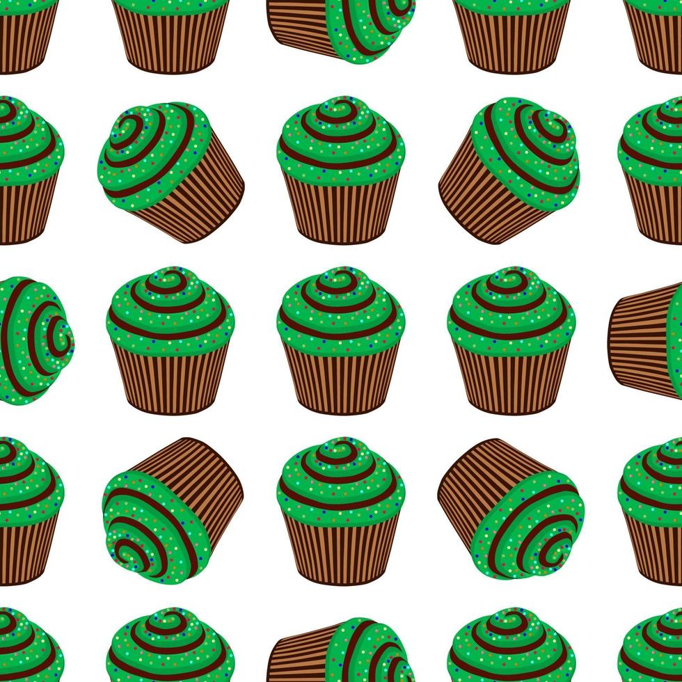 fête irlandaise st patrick day, muffins verts sans soudure vecteur