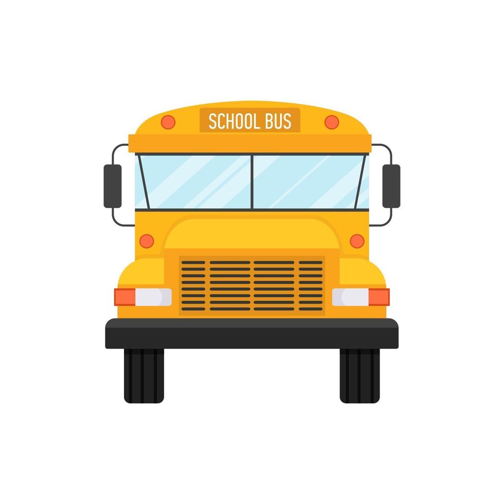 Vector illustration de l'autobus scolaire vue frontale isolé sur le blanc