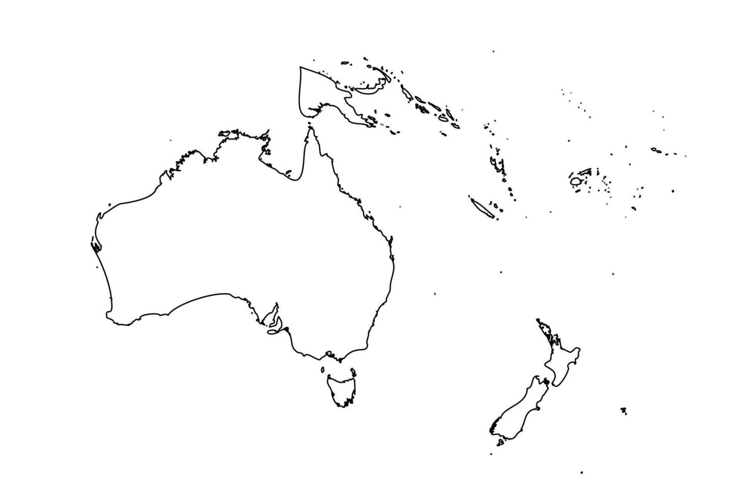 contour simple carte de l'océanie vecteur
