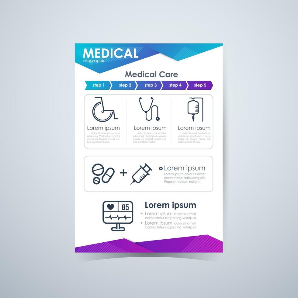 infographie médicale, mise en page du modèle de couverture des brochures vecteur