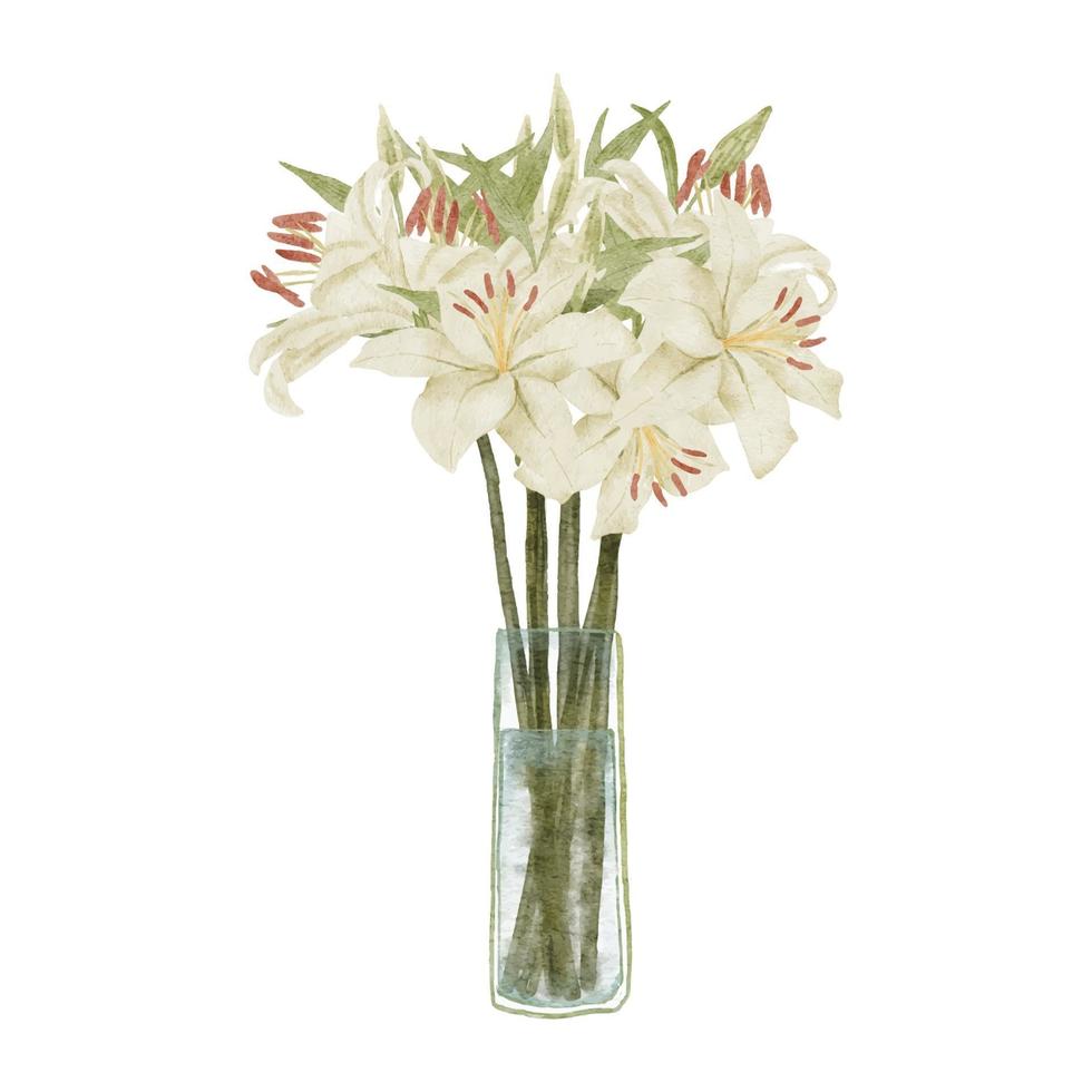 fleur de lys tropical aquarelle sur vase illustration vecteur