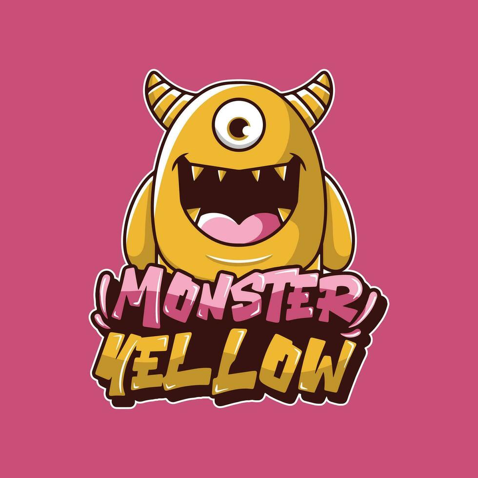 mignonne Jaune monstre personnage conception logo vecteur