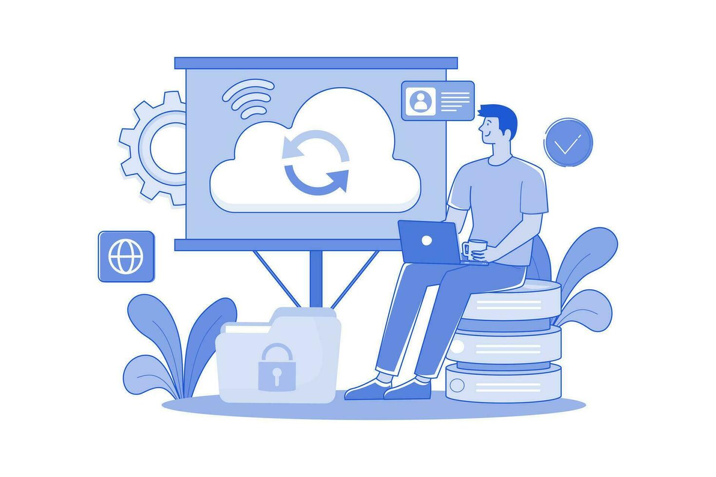 concept d'illustration de service de cloud computing sur fond blanc vecteur