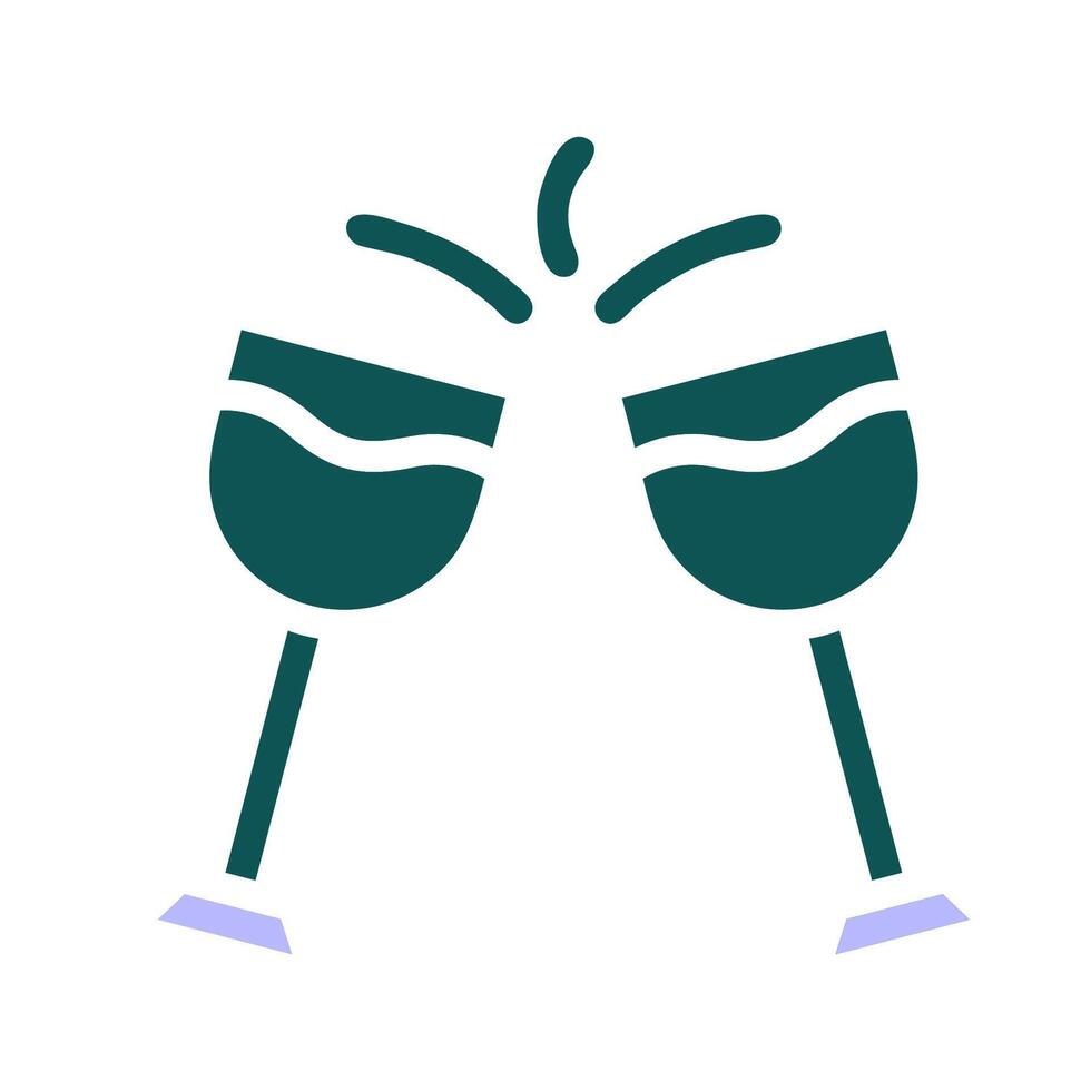 verre du vin icône solide vert violet Couleur Pâques symbole illustration. vecteur