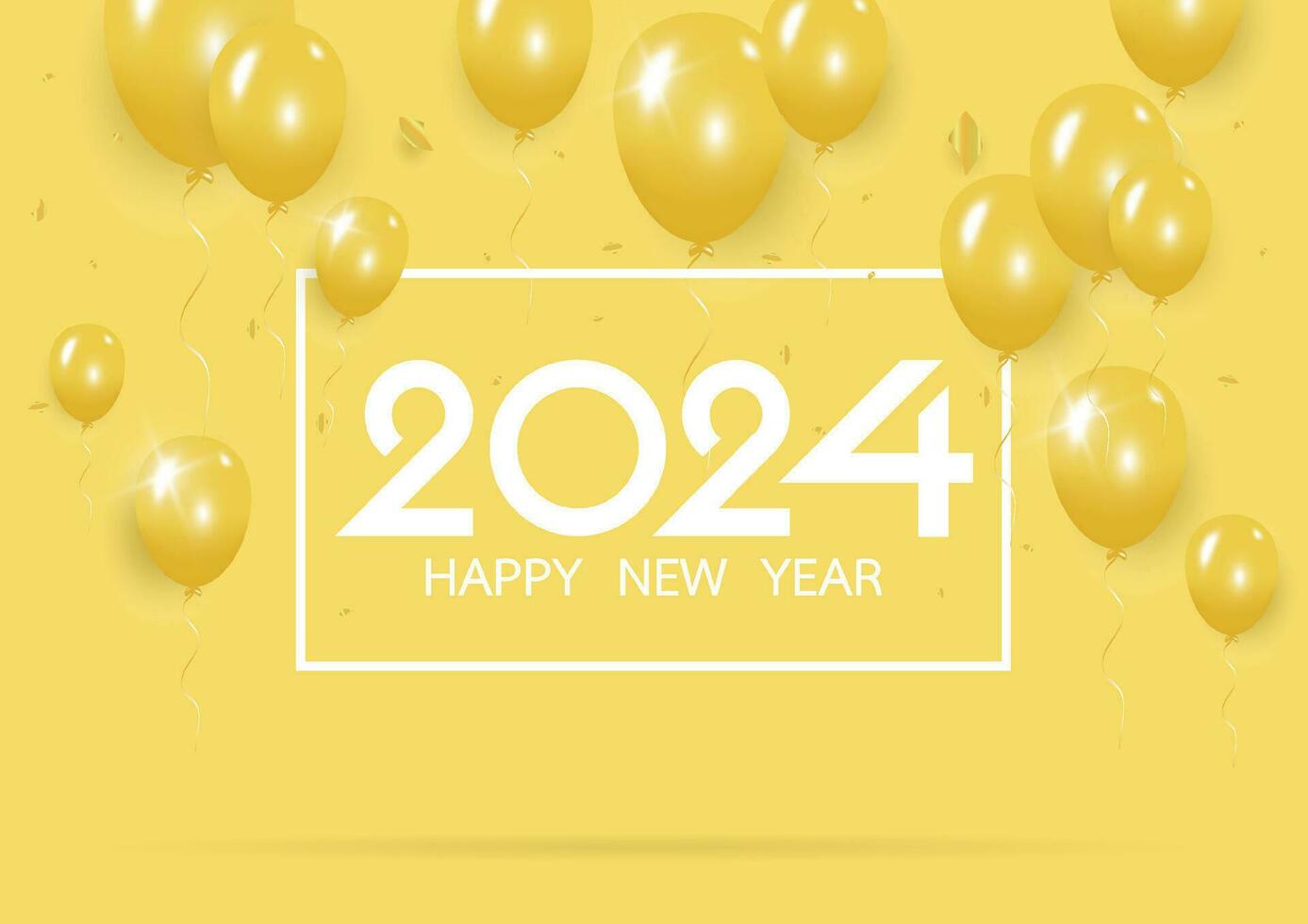 content Nouveau année 2024 avec Créatif Jaune ballon concept sur pastel Jaune Contexte pour copie espace. minimal concept. vecteur illustration