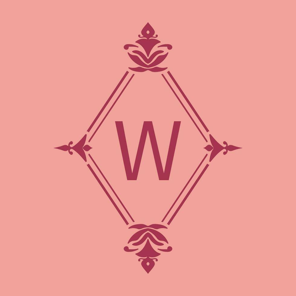 lettre w classique beauté ancien initiale vecteur logo Cadre