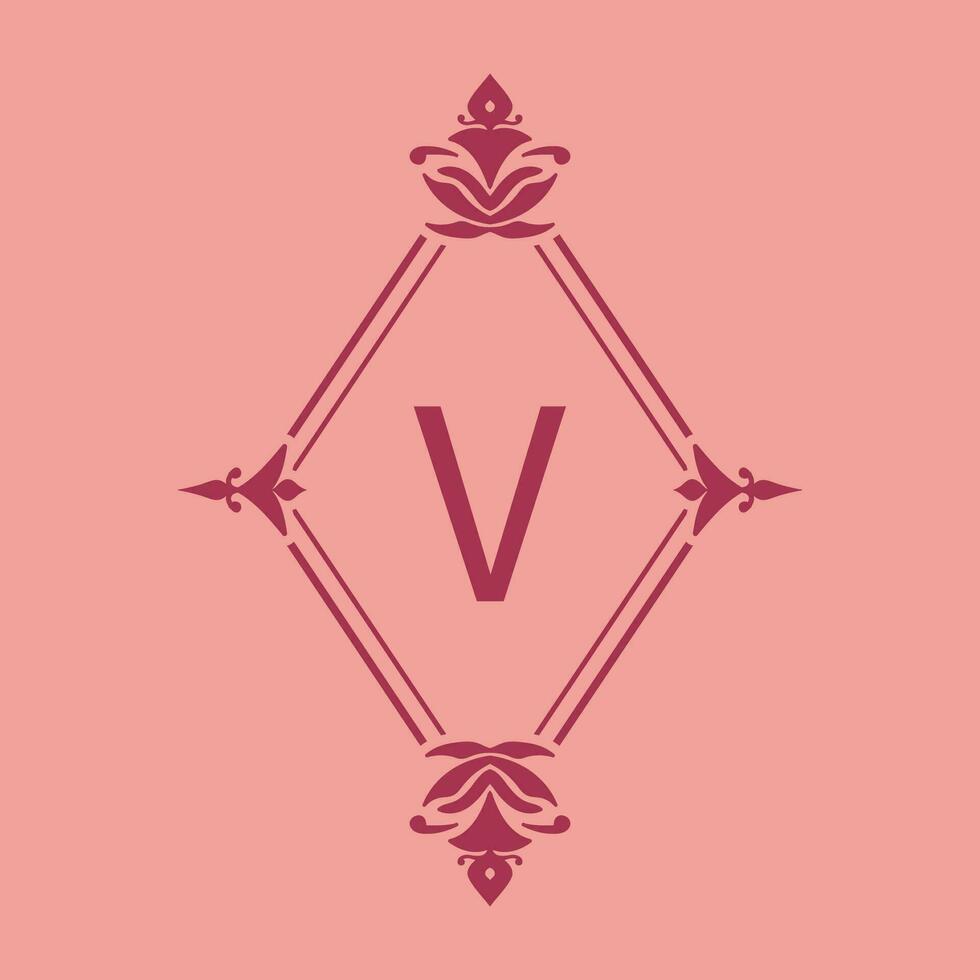lettre v classique beauté ancien initiale vecteur logo Cadre