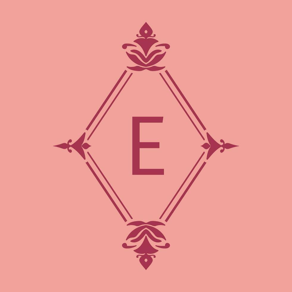 lettre e classique beauté ancien initiale vecteur logo Cadre