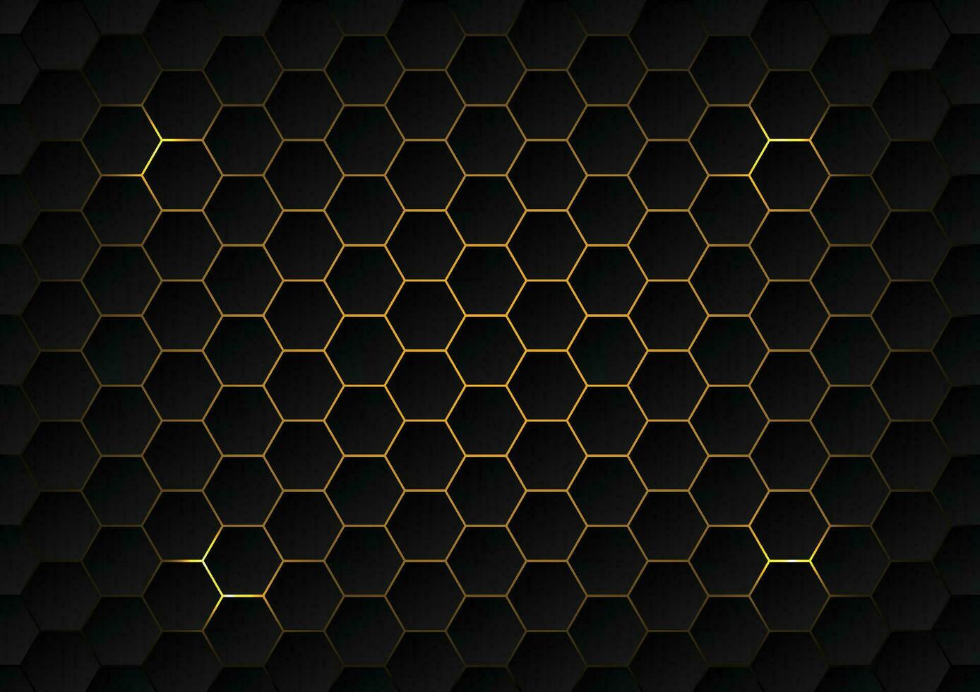 hexagone luxe nid d'abeille néon Couleur or vecteur