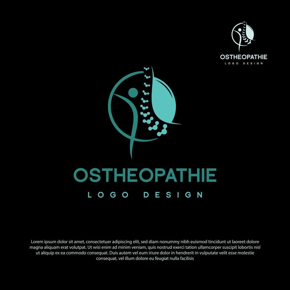 logo d'ostéopathie avec icône de rotation vecteur