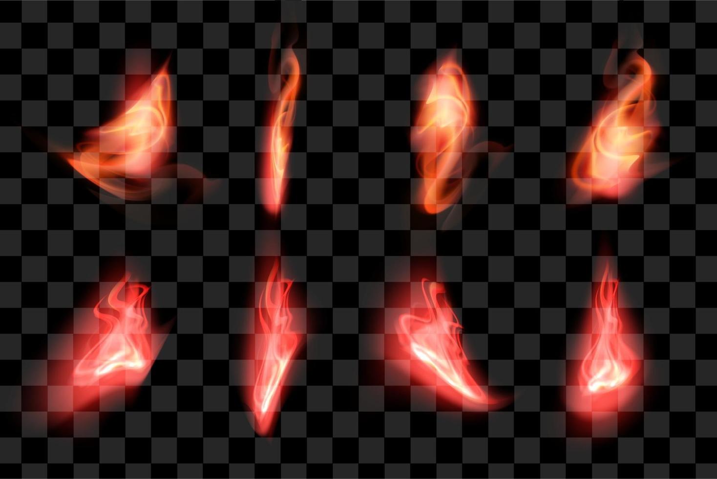 ensemble d'effets de feu rouge série d'éléments de collection flamme brûler vecteur eps