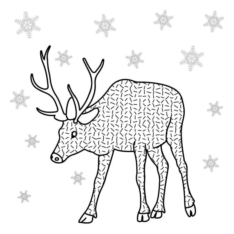 vague image de une cerf silhouette. Noël décoration griffonnages vecteur