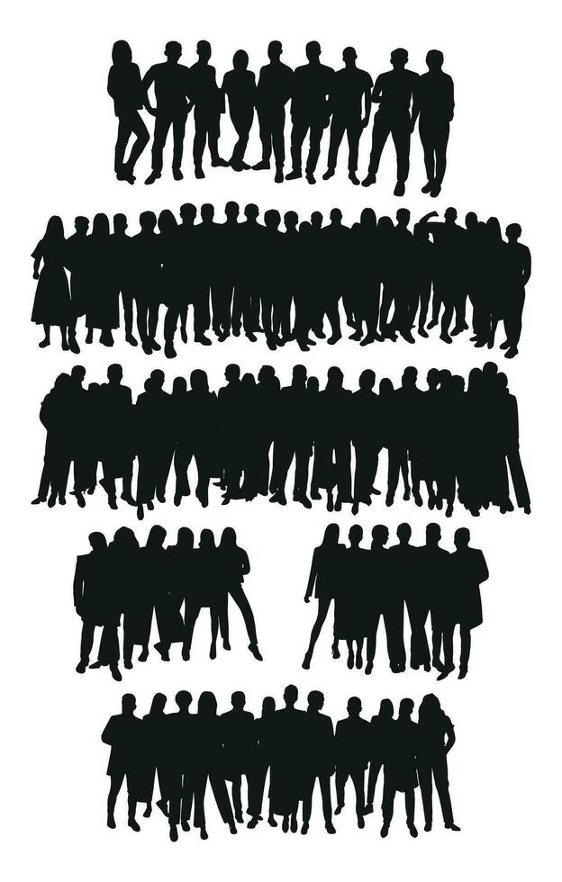 image de foule silhouette, groupe de personnes. Masculin et femelle corps formes vecteur