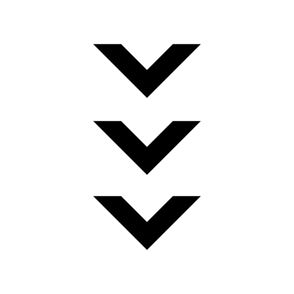 icône de glyphe noir de bouton de défilement vers le bas vecteur