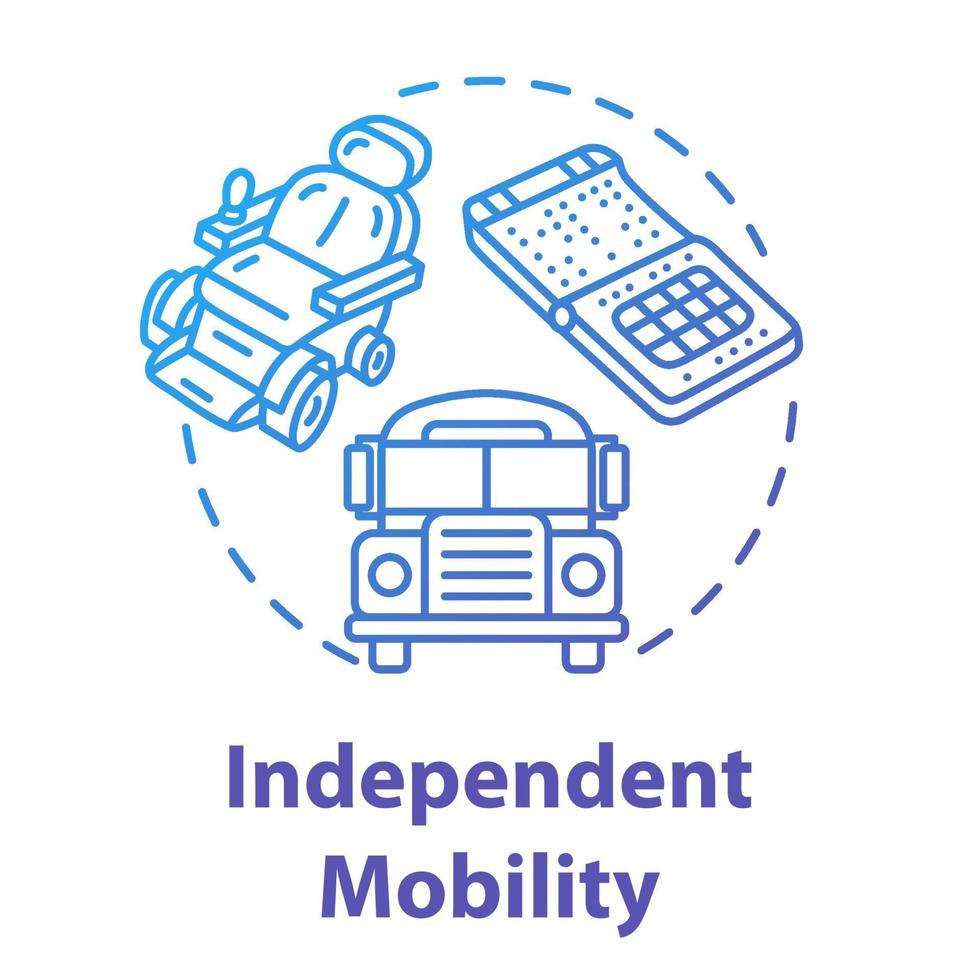 icône de concept de mobilité indépendante vecteur