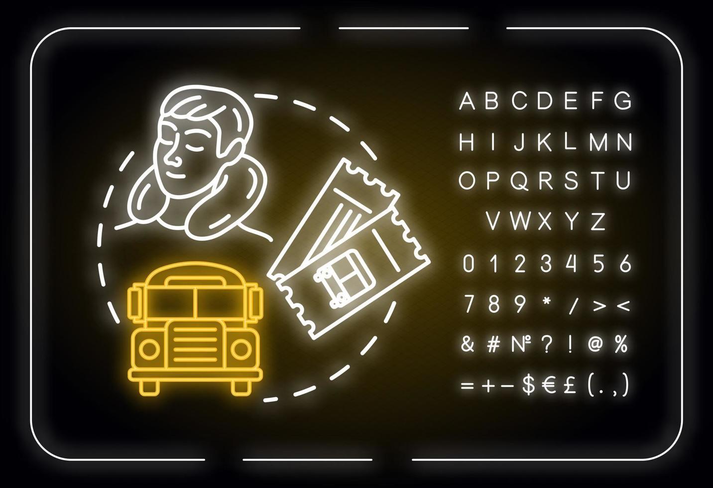 icône de concept de lumière au néon de ligne de bus de nuit vecteur