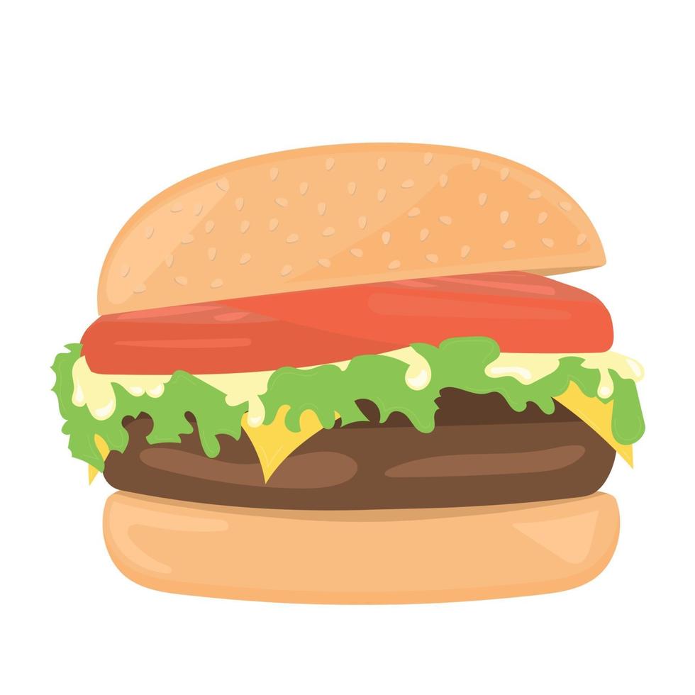 gros hamburger réaliste sur fond blanc - vector