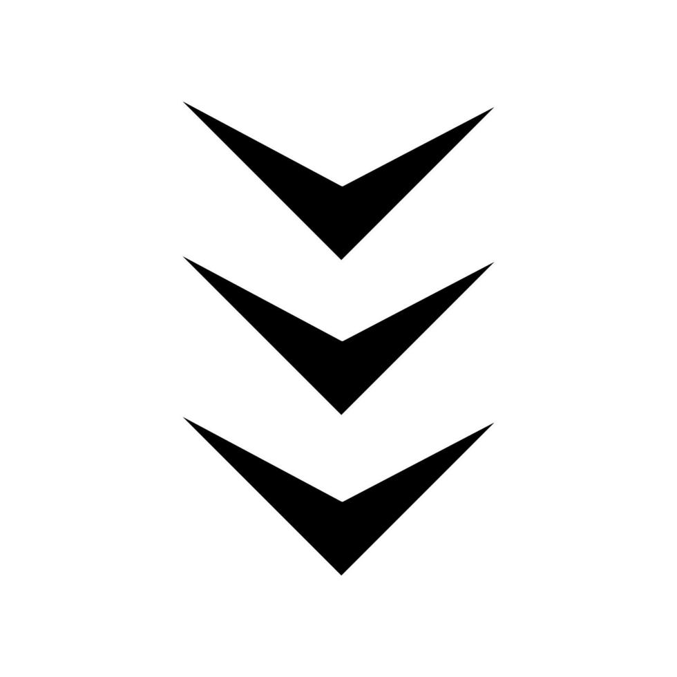 icône de glyphe noir trois flèches vers le bas vecteur