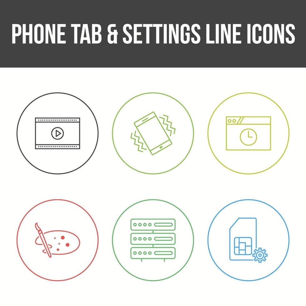onglet de téléphone unique et jeu d'icônes vectorielles de paramètres vecteur
