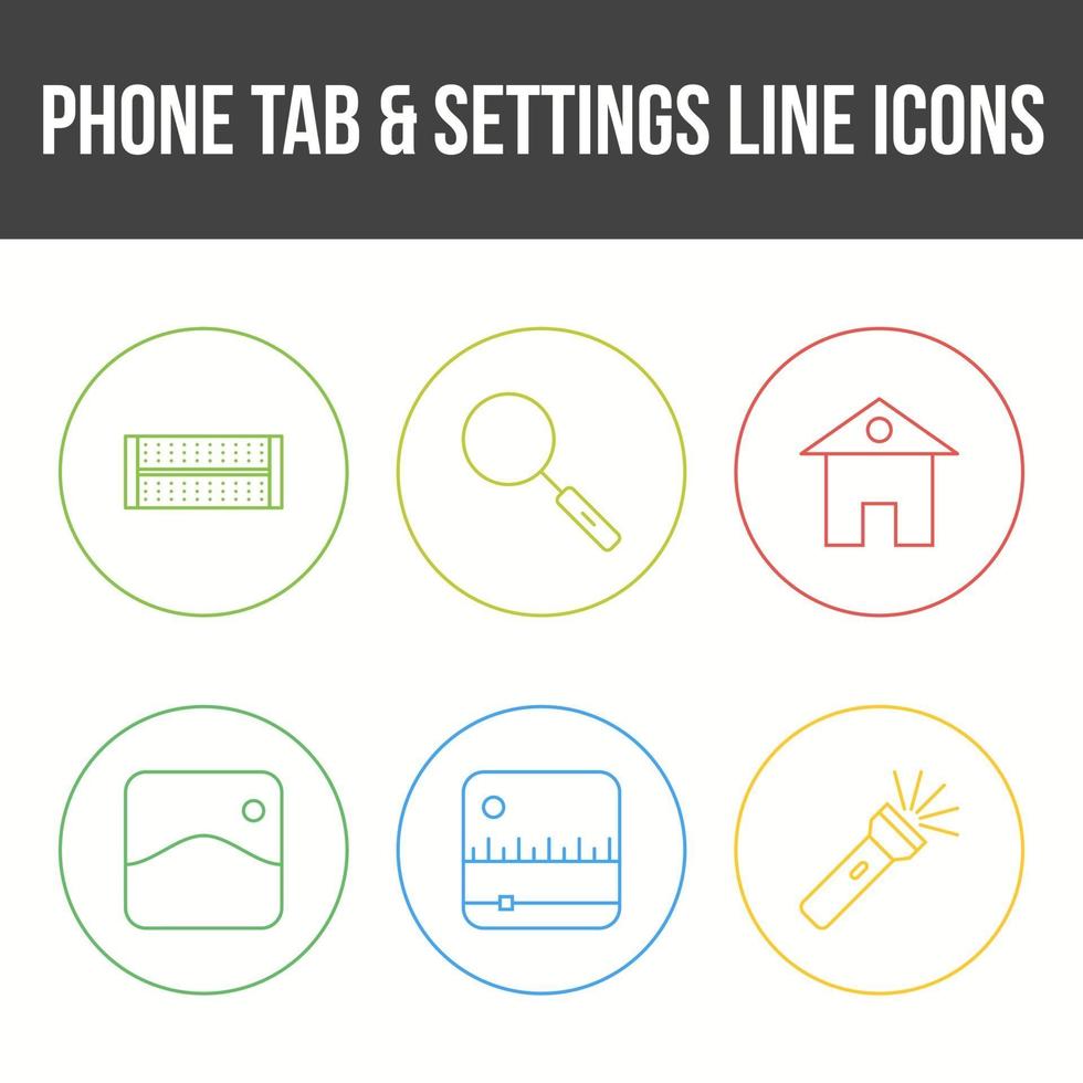 onglet téléphone et jeu d'icônes vectorielles paramètres vecteur