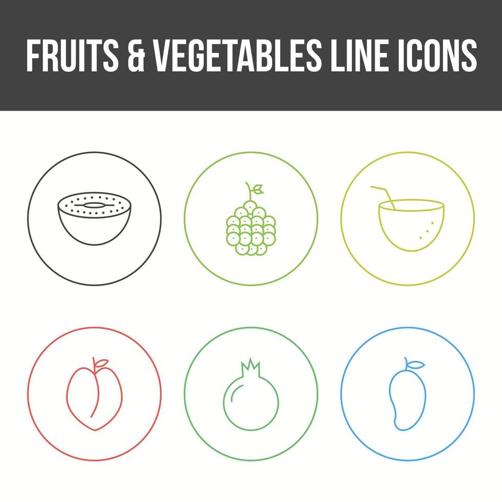 ensemble d'icônes vectorielles de fruits et légumes uniques vecteur