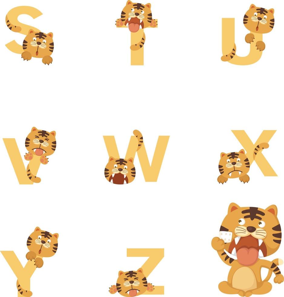 alphabet sz tigre vecteur