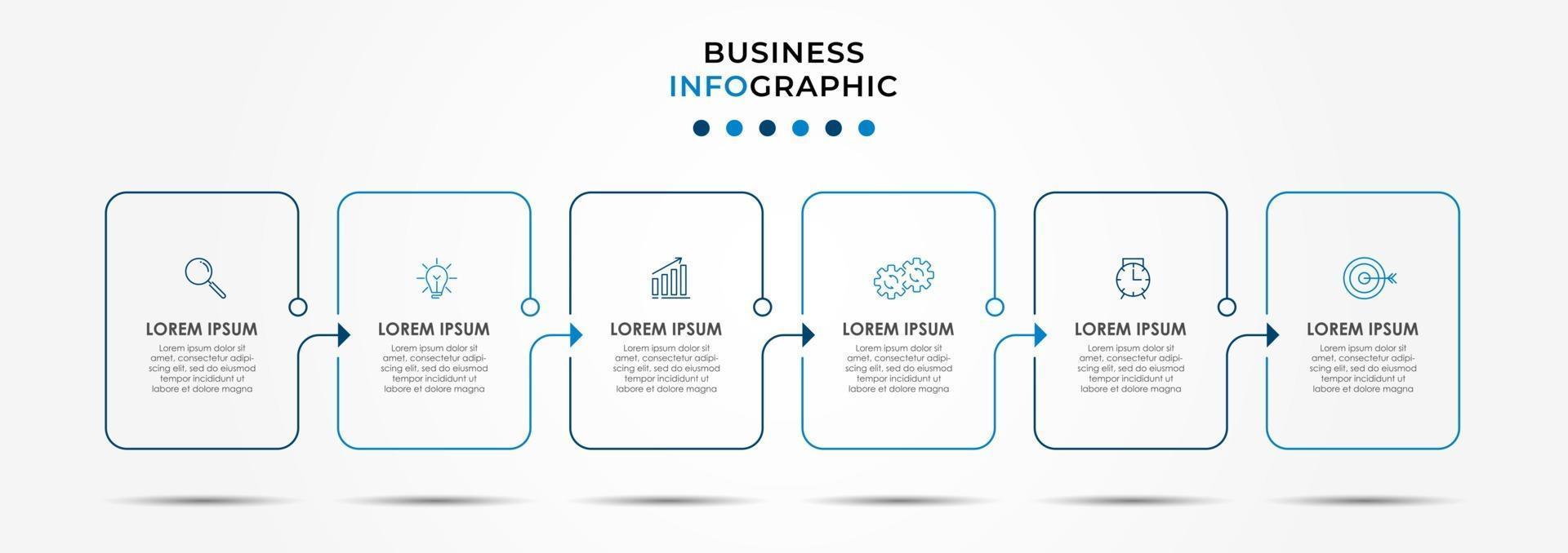 modèle de conception infographique avec icônes et 6 options ou étapes vecteur