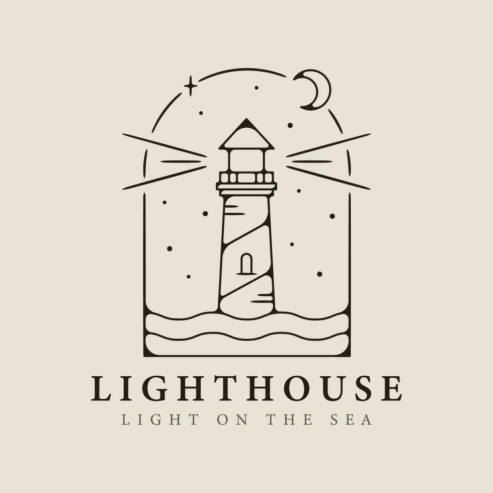 phare ligne art logo minimaliste style avec emblème vecteur illustration conception.