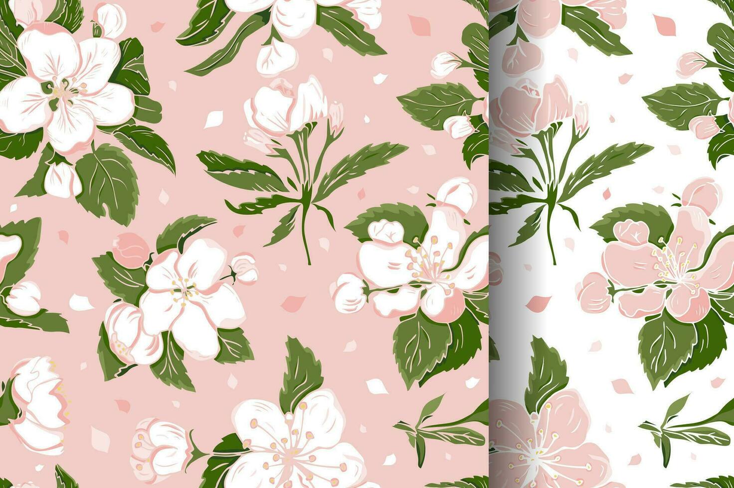 sans couture floral modèle avec réaliste Sakura Cerise fleurs. pétales éléments pour romantique bannière conception, textile, tissu, emballage, fond d'écran. interminable Contexte imprimer. vecteur