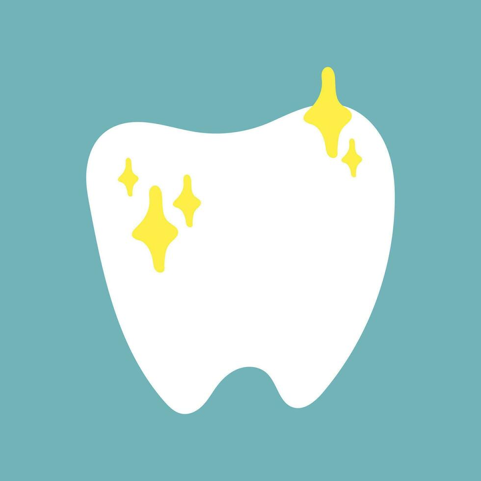 une nettoyer dent brille avec une vecteur illustration. le concept de badges de soins de santé et médical établissements. vecteur conception en bonne santé, nettoyer dent, dentisterie. une dent après une visite à le dentiste, bleu