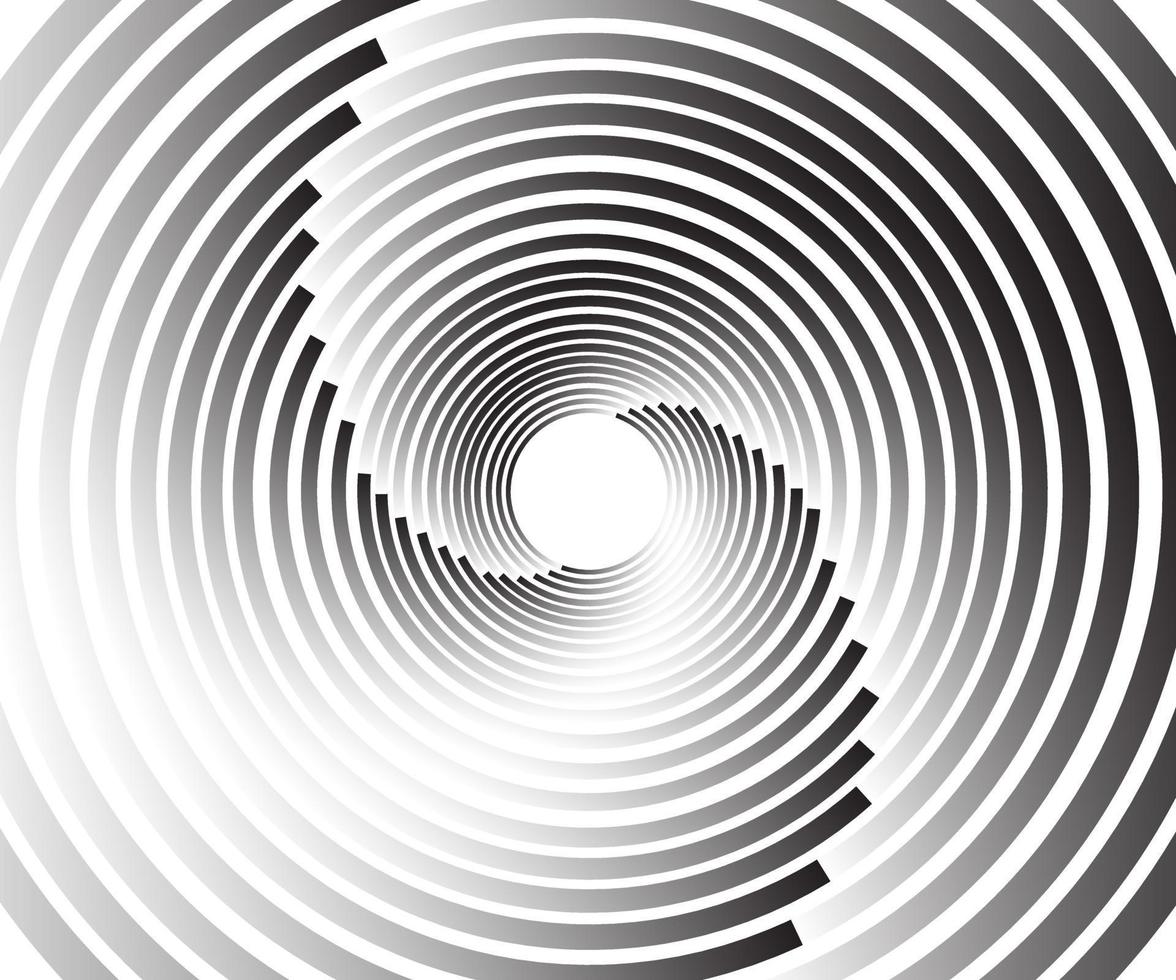 lignes abstraites sous forme de cercle. forme géométrique, spirale rayée vecteur